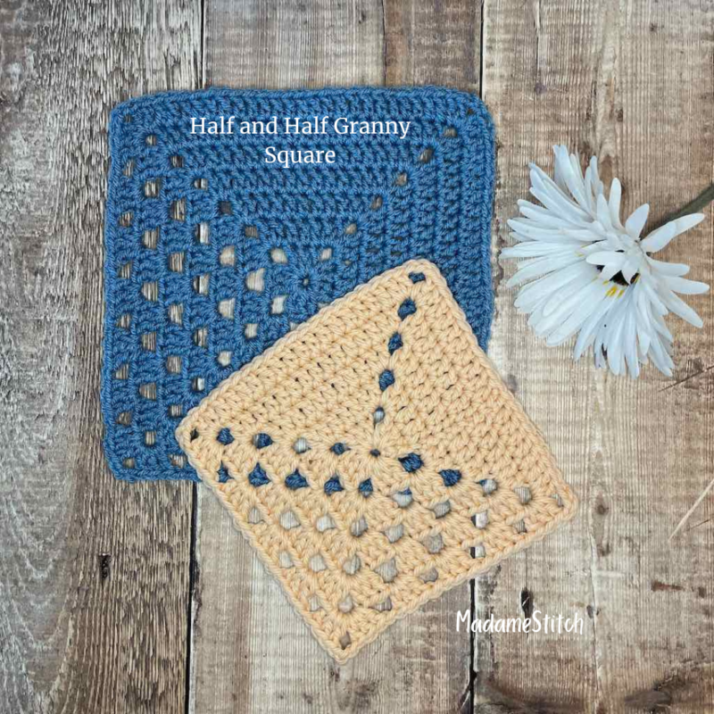 Crochet the easy Half and Half Granny Square | MadameStitch