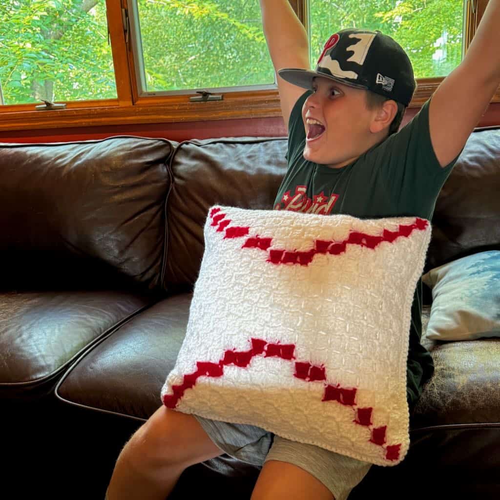 A photo of the I Love Baseball Pillow