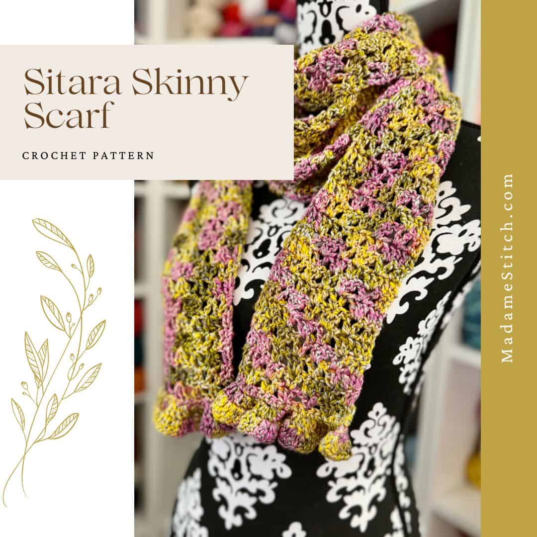 A crochet skinny scarf is perfect for adding simple, elegant style to any outfit