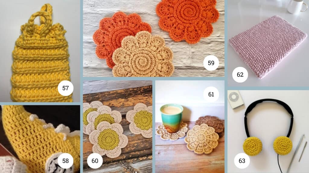 Collage featuring 7 college crochet ideas from this collection