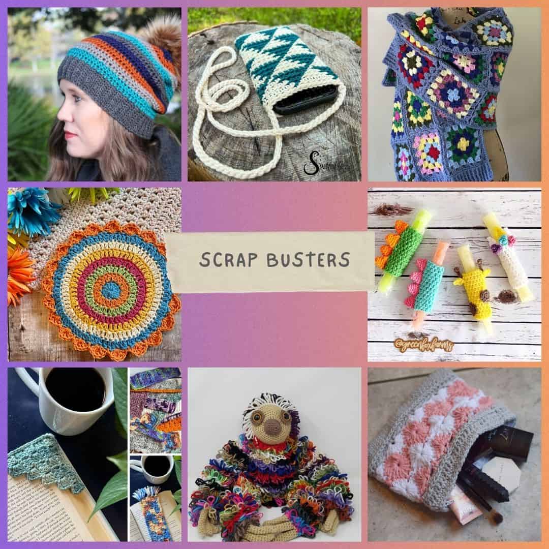 A photo of 8 crochet projects perfect for scrap busting