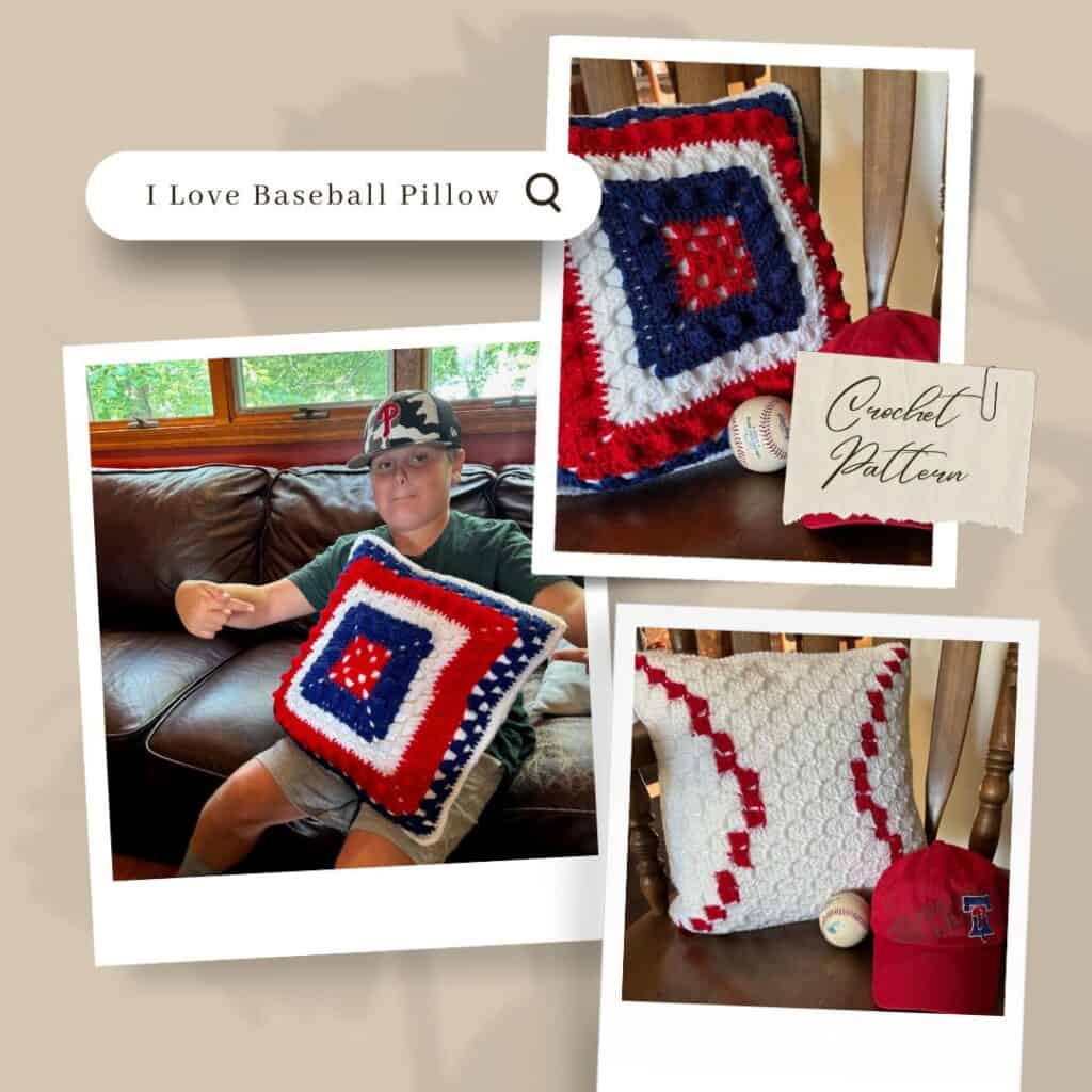 Photos of the I Love Baseball Pillow