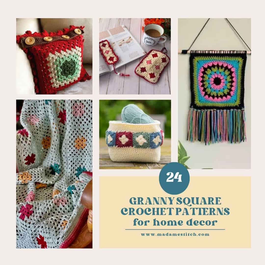 Collage Image of Granny Square Home Decor Ideas