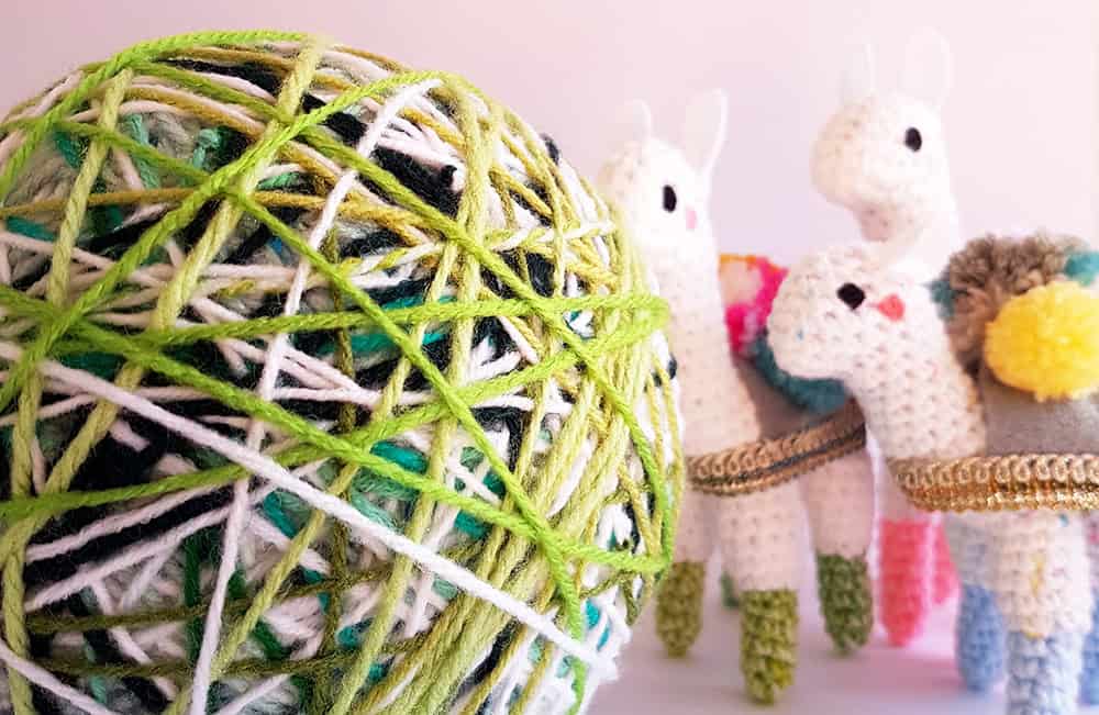 Combine your scrap yarns into a stash-buster ball, like this one from Projectarian.