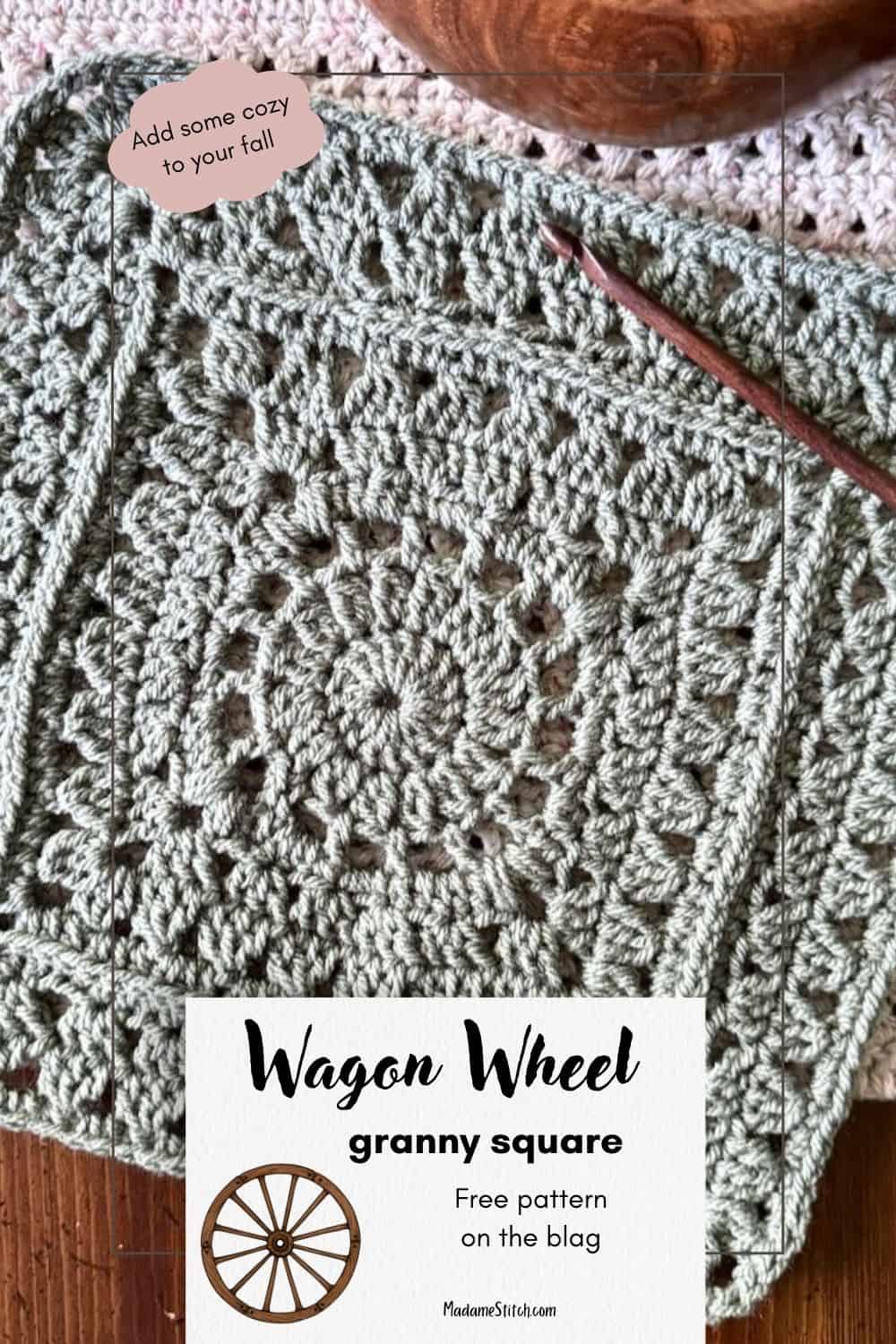 Pin this image of the Wagon Wheel granny square to Pinterest