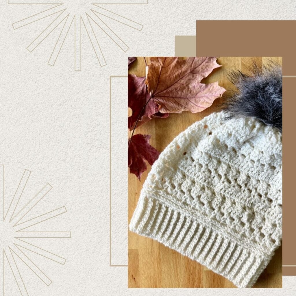 Photo of the Bianca granny stitch hat with leaves