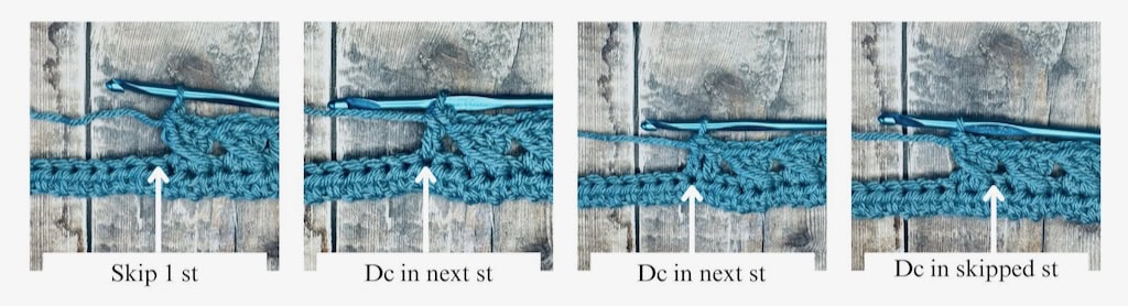 This is a photo tutorial for the crossed granny stitch