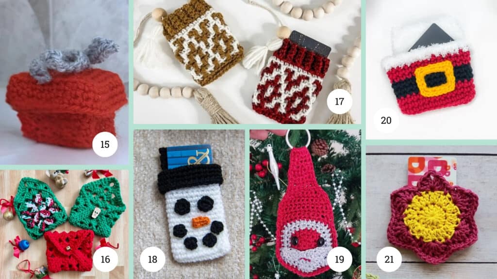 Crochet Gift Bags, Boxes, and Embellishments Collage - 15-21