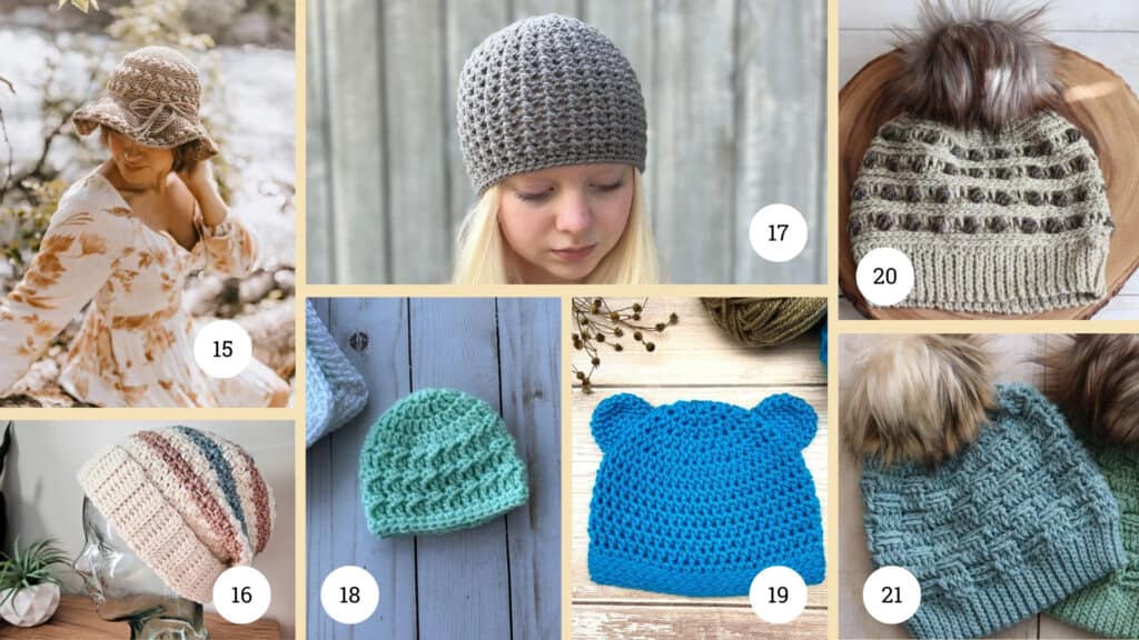 Crochet Headband, Hat, and Ear Warmer Patterns 15-21