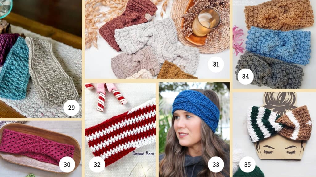 Crochet Headband, Hat, and Ear Warmer Patterns 29-35