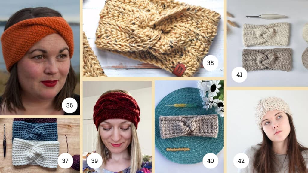 Crochet Headband, Hat, and Ear Warmer Patterns 36-42