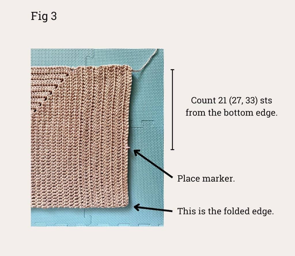 Figure 3 - How to mark the side seam with a stitch marker